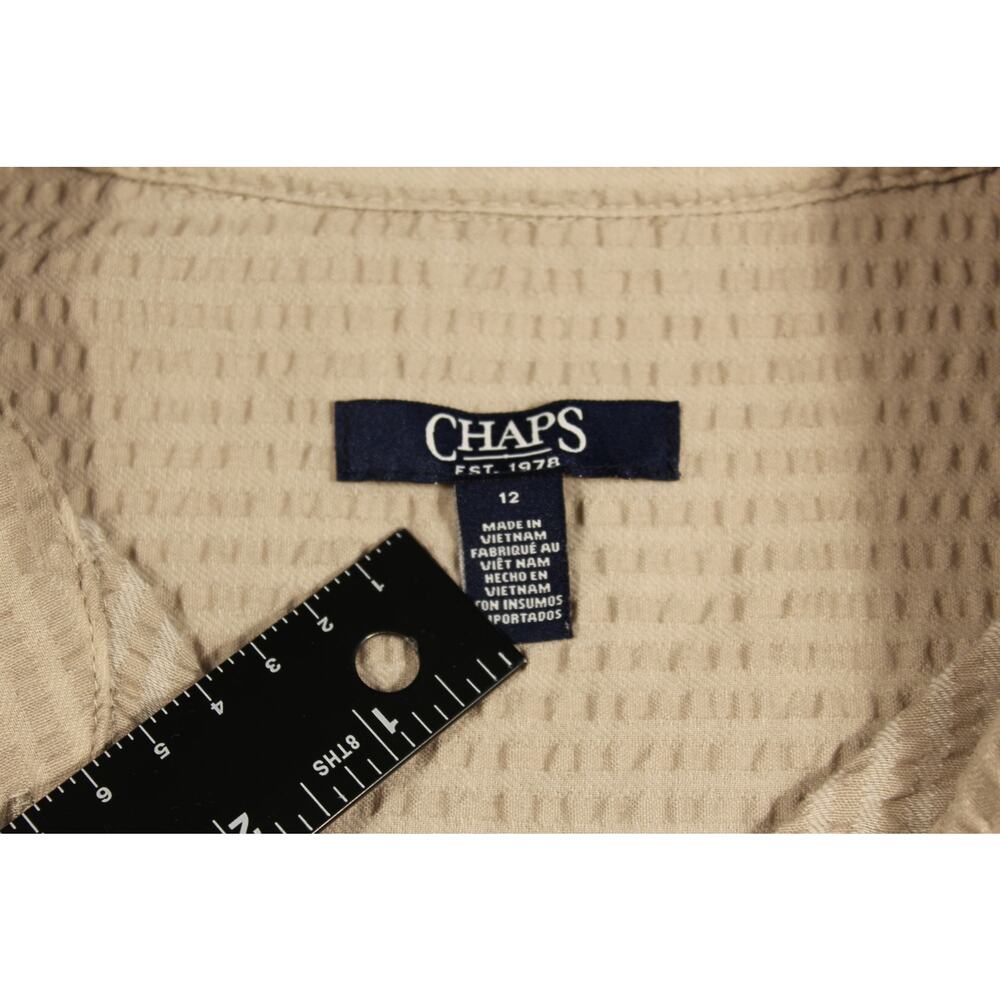 Chaps Women's Cream Seersucker Belted Shirt Dress Size 12 Short Sleeve - Picture 4 of 13